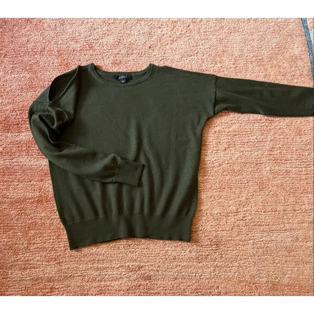 Ann Taylor Olive Green Merino Wool Cold Shoulder Sweater S